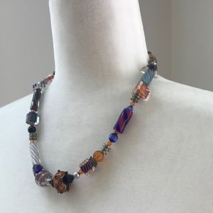 Funky Colorful Glass Beaded Necklace